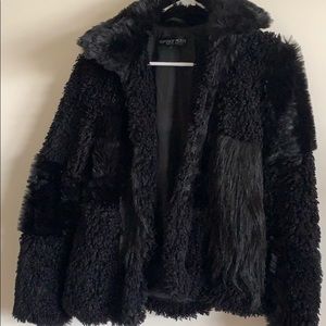 Petite Topshop black fur jacket